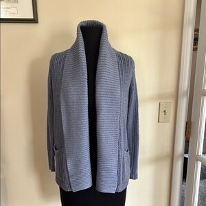 Ann Taylor Ribbed Light Blue Cardigan